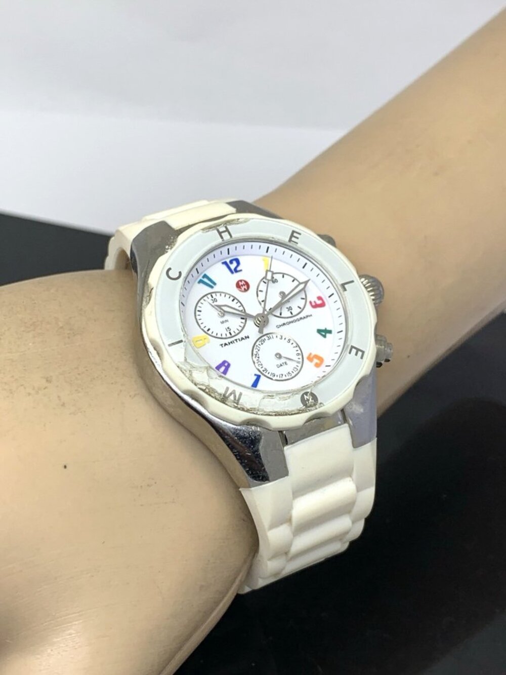 Michele Women's Watch MWW12F000013 Tahitian Jellybean Chronograph Quartz USED - Picture 5 of 15